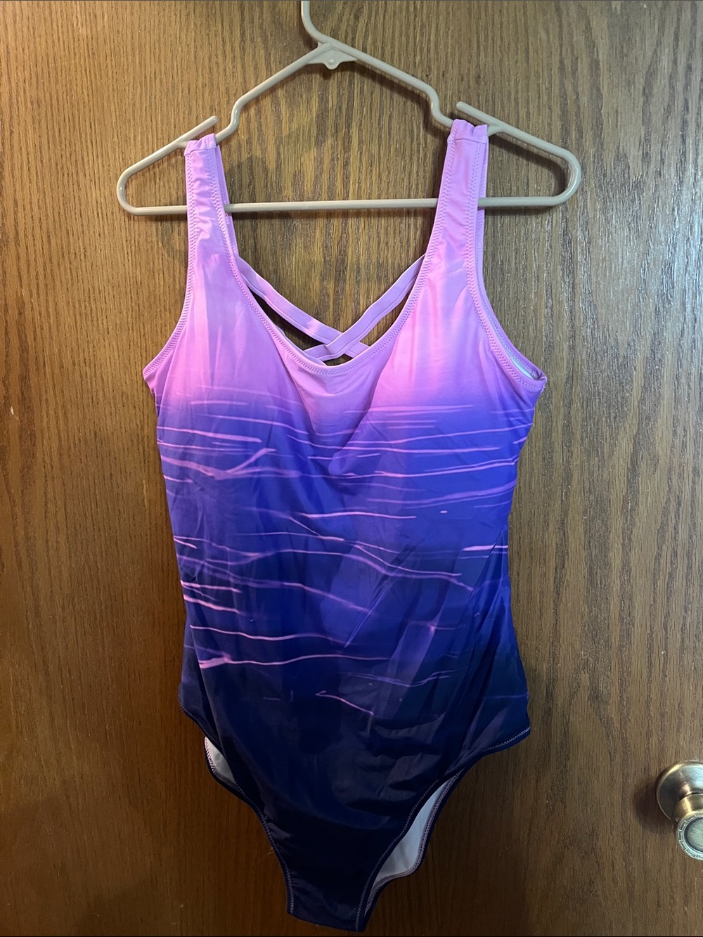 Purple Ombre One-Piece Swimsuit with Crisscross Back NWOT